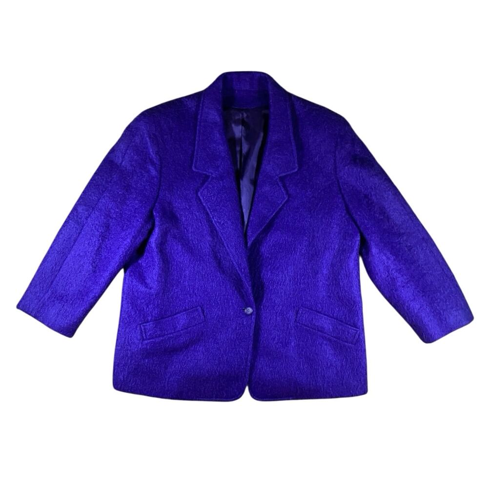 Vintage 80s Lombardi Violet Mohair Jacket - XL - Picture 2 of 5